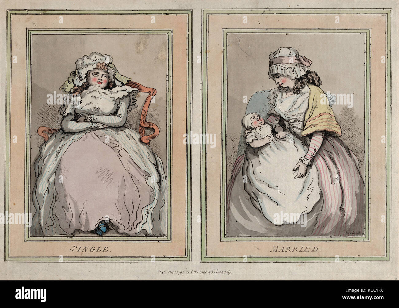 Zeichnungen und Drucke, Drucken, Single und verheiratet, Herausgeber, Künstler, Samuel William Fores, Thomas Rowlandson, Großbritannien, 1761 - 1838 Stockfoto