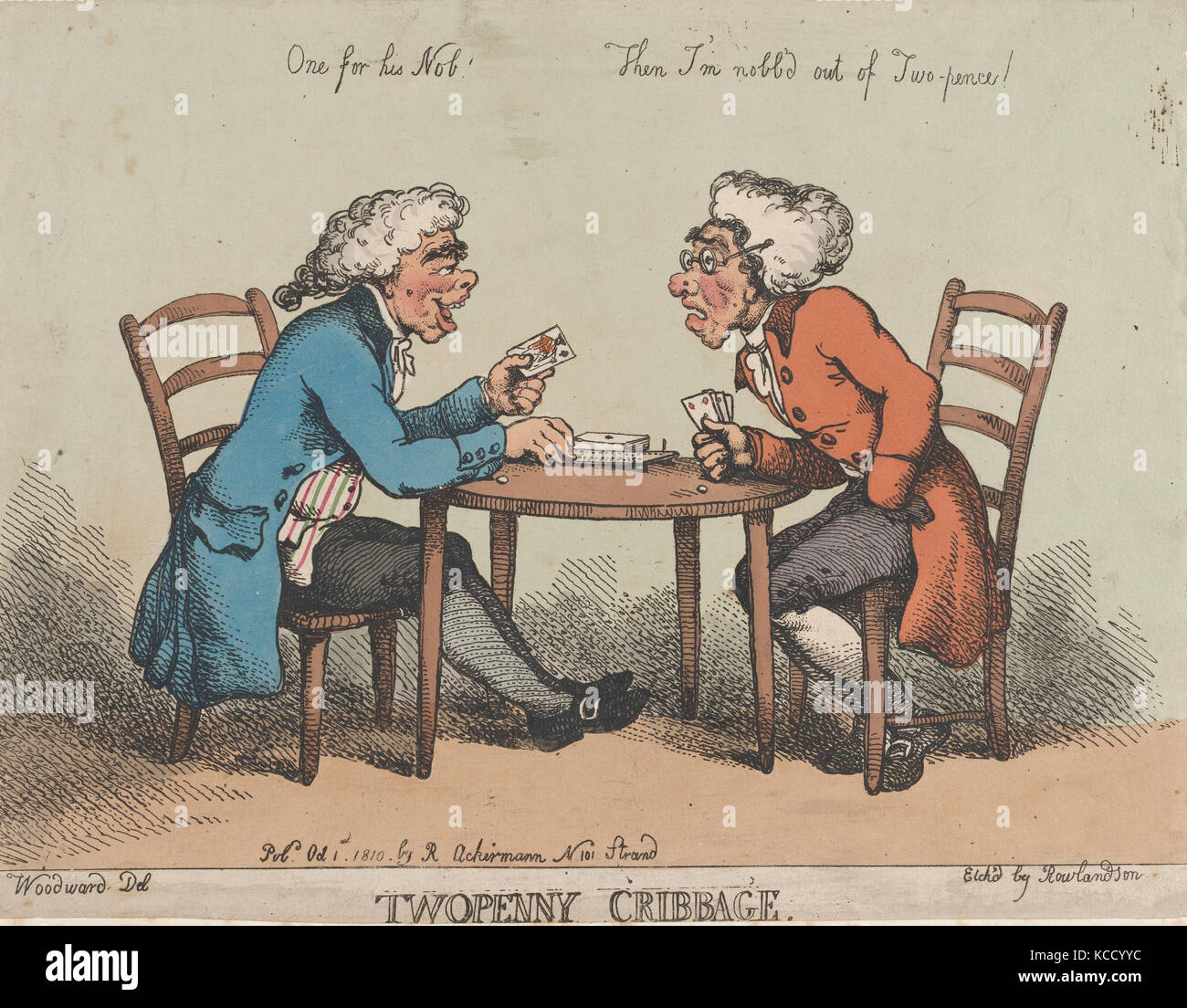 Zwei Penny Cribbage und Thomas Rowlandson, 1. Oktober 1810 Stockfoto