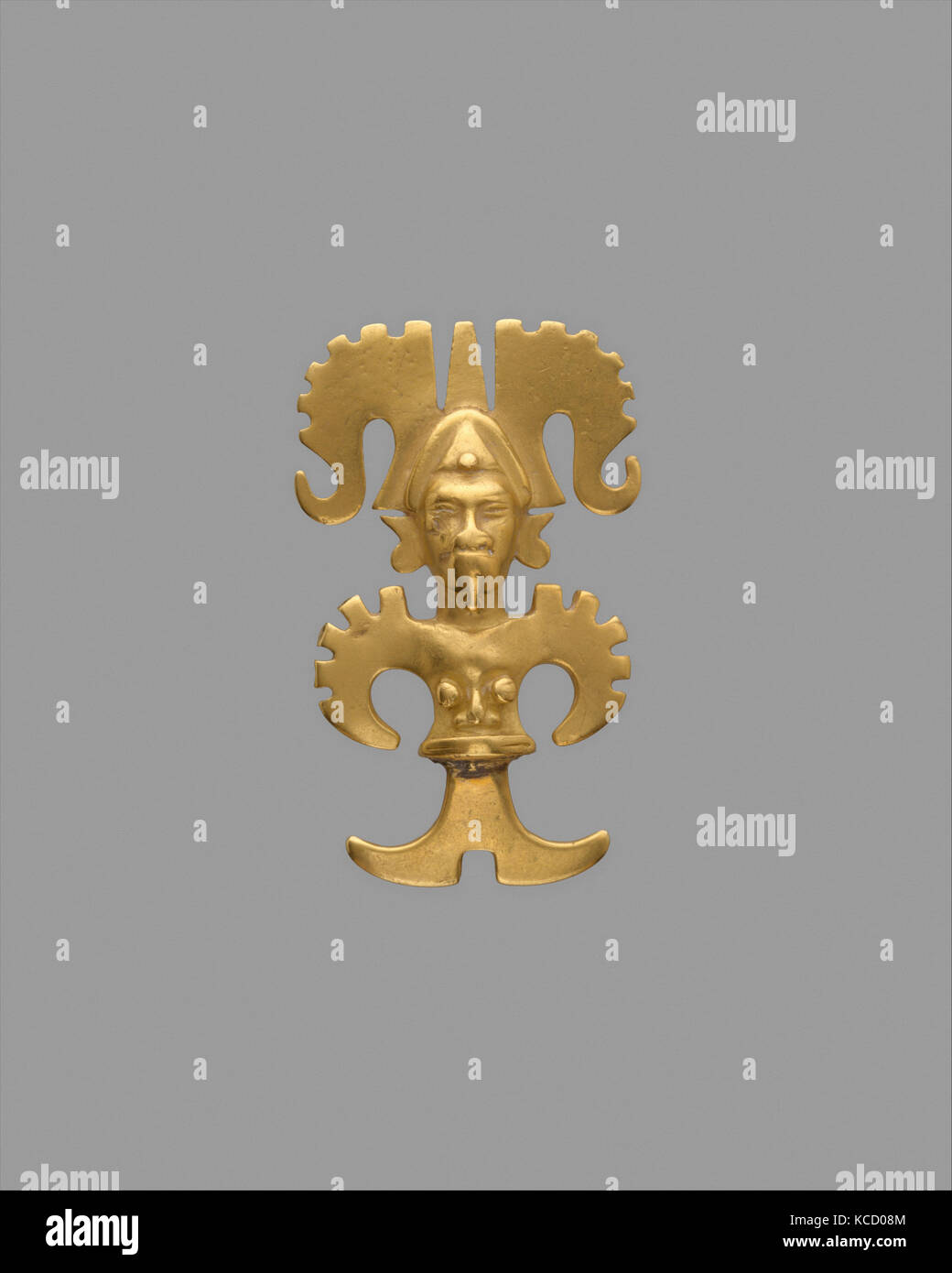 Stilisierte Abbildung Anhänger, 5. - 10. Jahrhundert, Panama, Provinz Cocle, Internationale oder Initial Style, Gold (Cast), H.2, 5/16 in. (5 Stockfoto