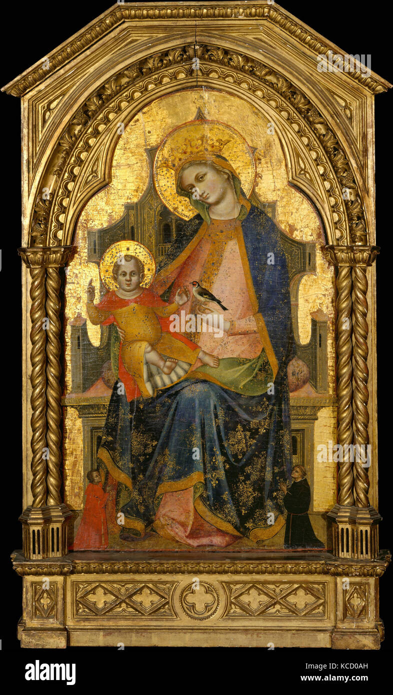 Madonna mit Kind und zwei Spender, Lorenzo Veneziano, thront. 1360 - 65 Stockfoto