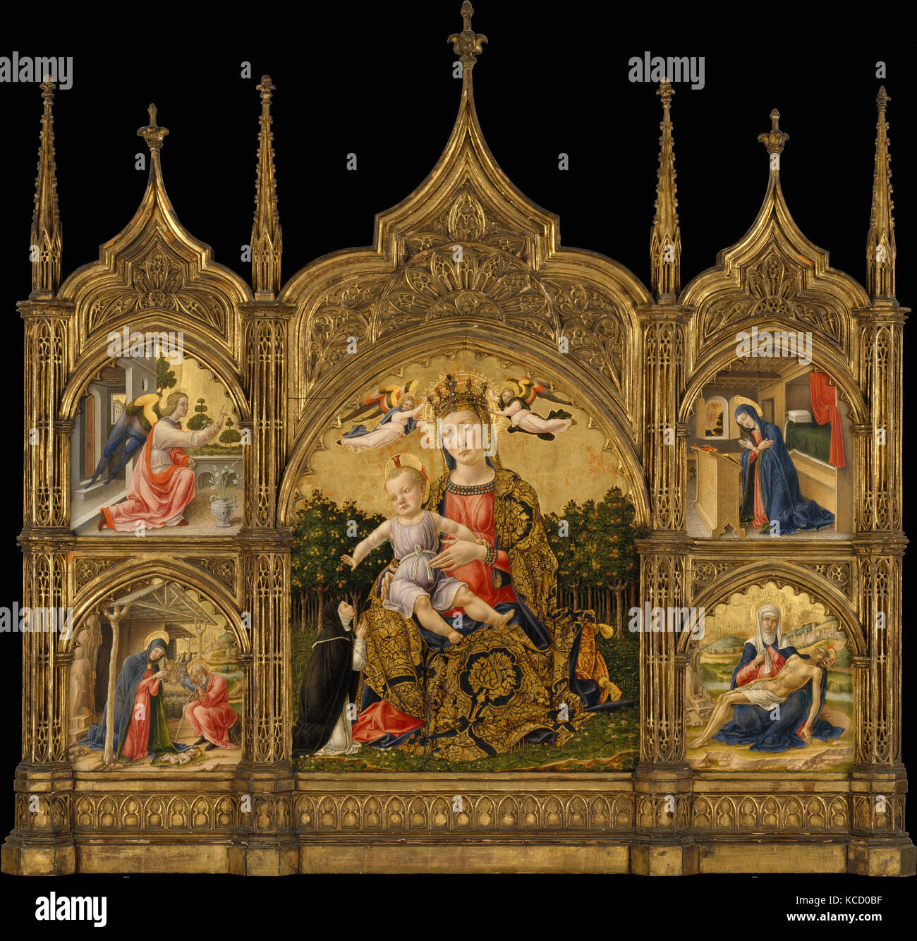 Die Madonna der Demut, die Verkündigung, die Geburt und die Pietà, Bartolomeo Vivarini, Ca. 1465 Stockfoto