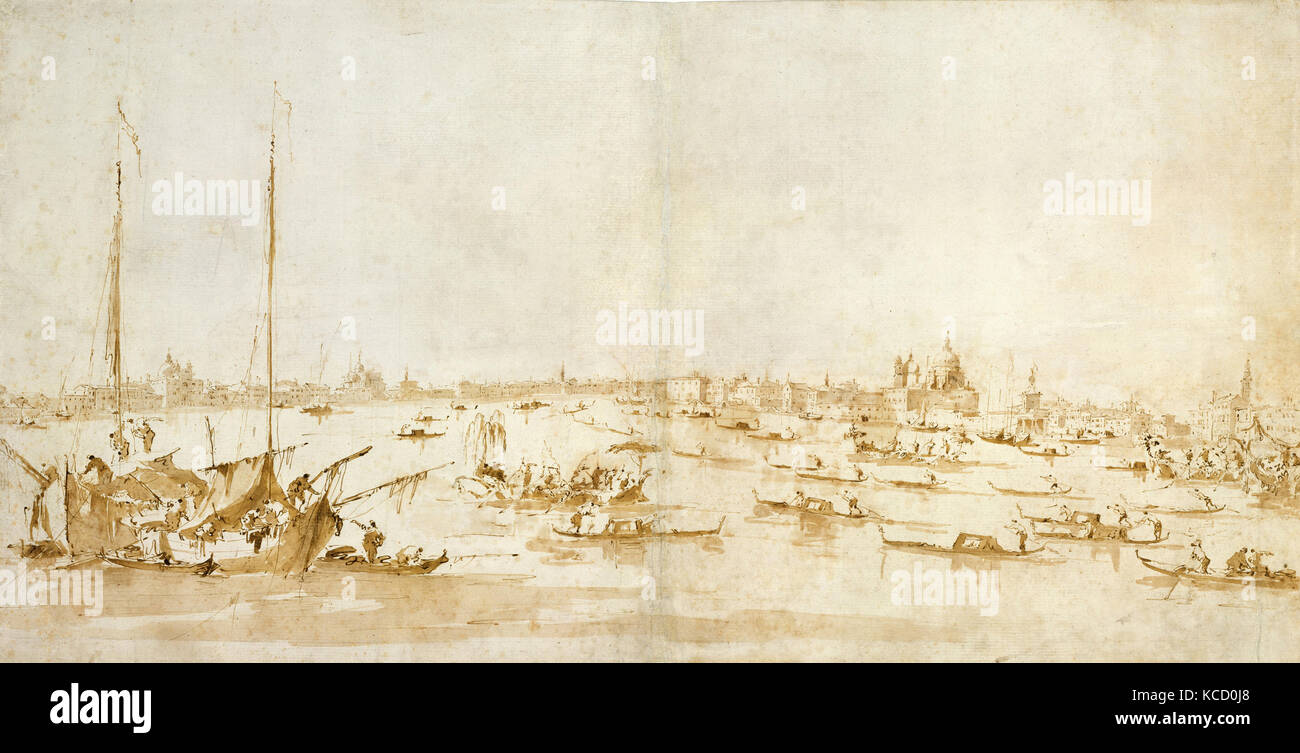 Panaromic Blick auf das Bacino di San Marco, den Canale della Giudecca, Francesco Guardi, 1780-93 Stockfoto