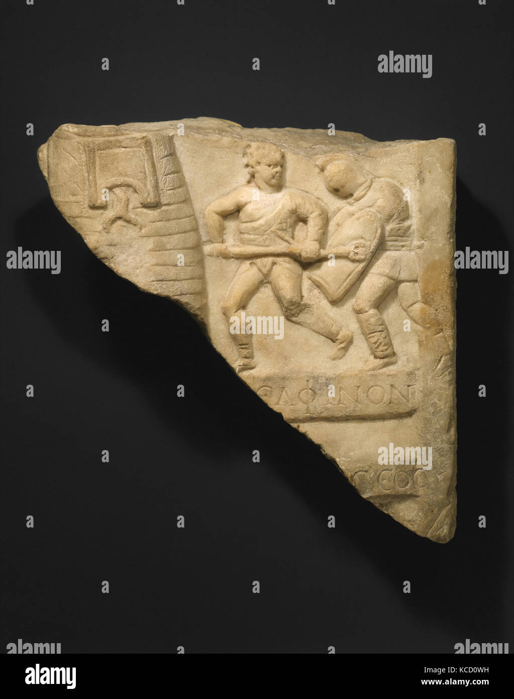 Marmorrelief Fragment mit Gladiatoren, 1.-3. Jahrhundert A.D Stockfoto