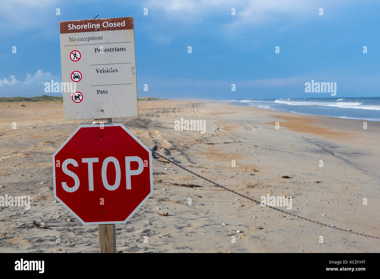 Avon, Outer Banks, North Carolina, USA. Vogelschutzgebiet unterzeichnen, Cape Hatteras National Seashore. Stockfoto