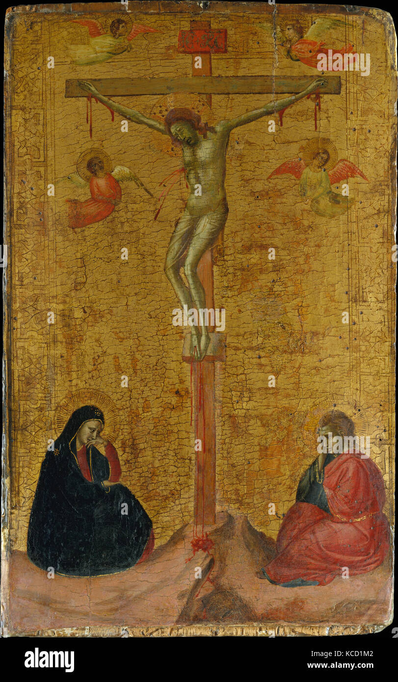 Die Kreuzigung, Ca. 1325 - 30, Tempera auf Holz, Gold, insgesamt 18 1/4 x 11 3/8 in. (46,4 x 28,9 cm); Oberfläche lackiert 17 1/2 Stockfoto