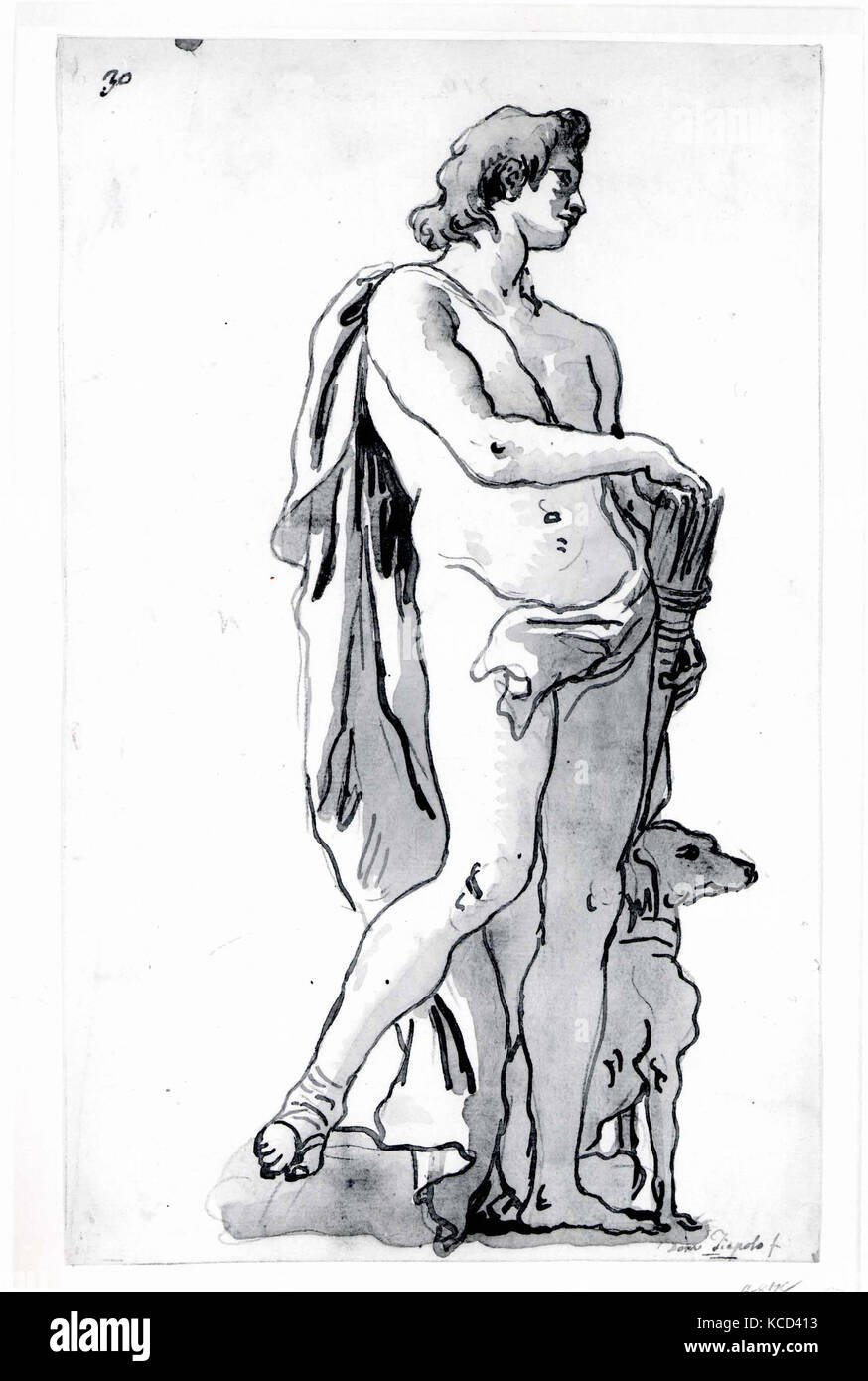 Meleager, Drehen nach Rechts, Giovanni Domenico Tiepolo, Mitte des 18.-Anfang des 19. Jahrhunderts Stockfoto