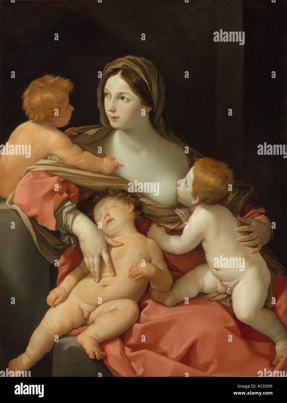 Nächstenliebe, Öl auf Leinwand, 54 x 41 cm. (137,2 x 106 cm), Gemälde, Guido Reni (Italienisch, Bologna 1575 - 1642 Bologna), diese Farbe Stockfoto