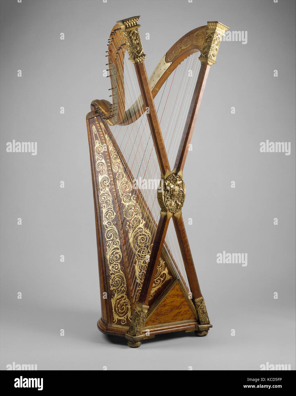 Doppel chromatische Harfe, nach 1895, Brooklyn, New York, United States, US-amerikanischer, Fichte, Ahorn, Metall, Vergoldung, Messing, Höhe: 66 Stockfoto