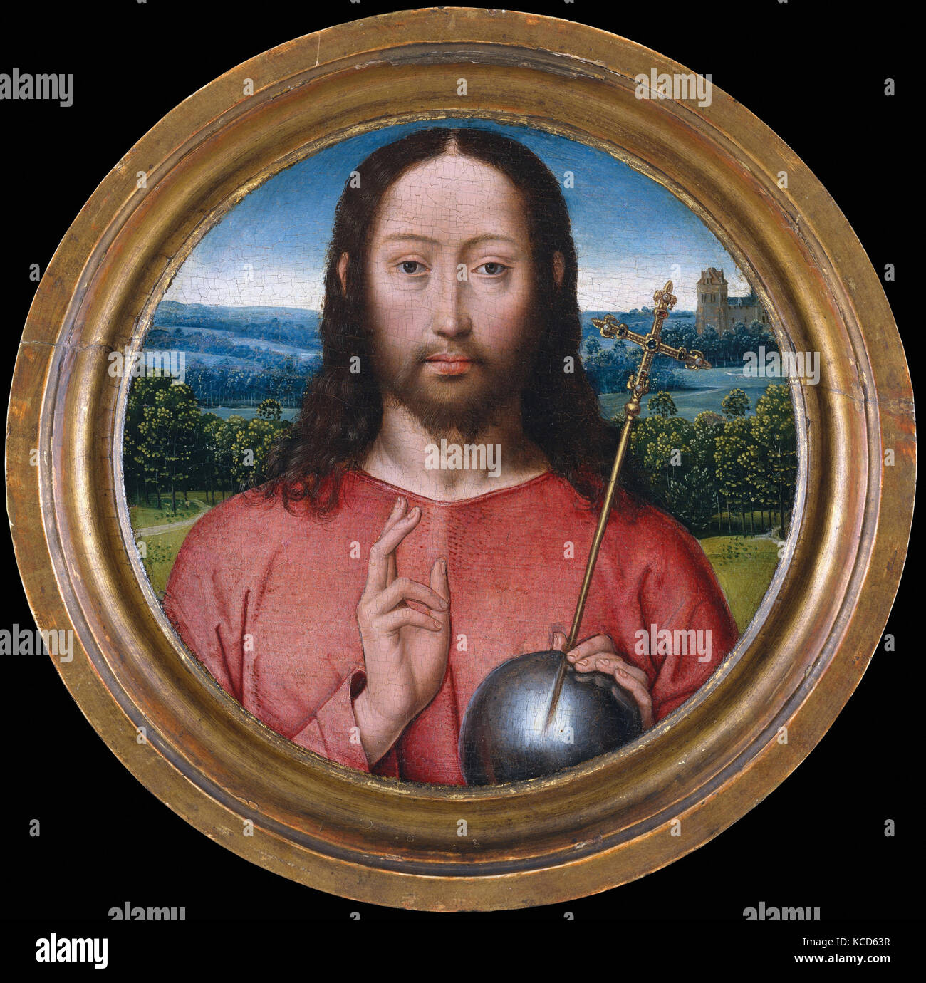 Salvator Mundi, 1475-99, Öl auf Holz, insgesamt, mit integriertem Rahmen, Durchmesser 10 cm. (27,3 cm); Oberfläche lackiert 8-in. (20.3 Stockfoto