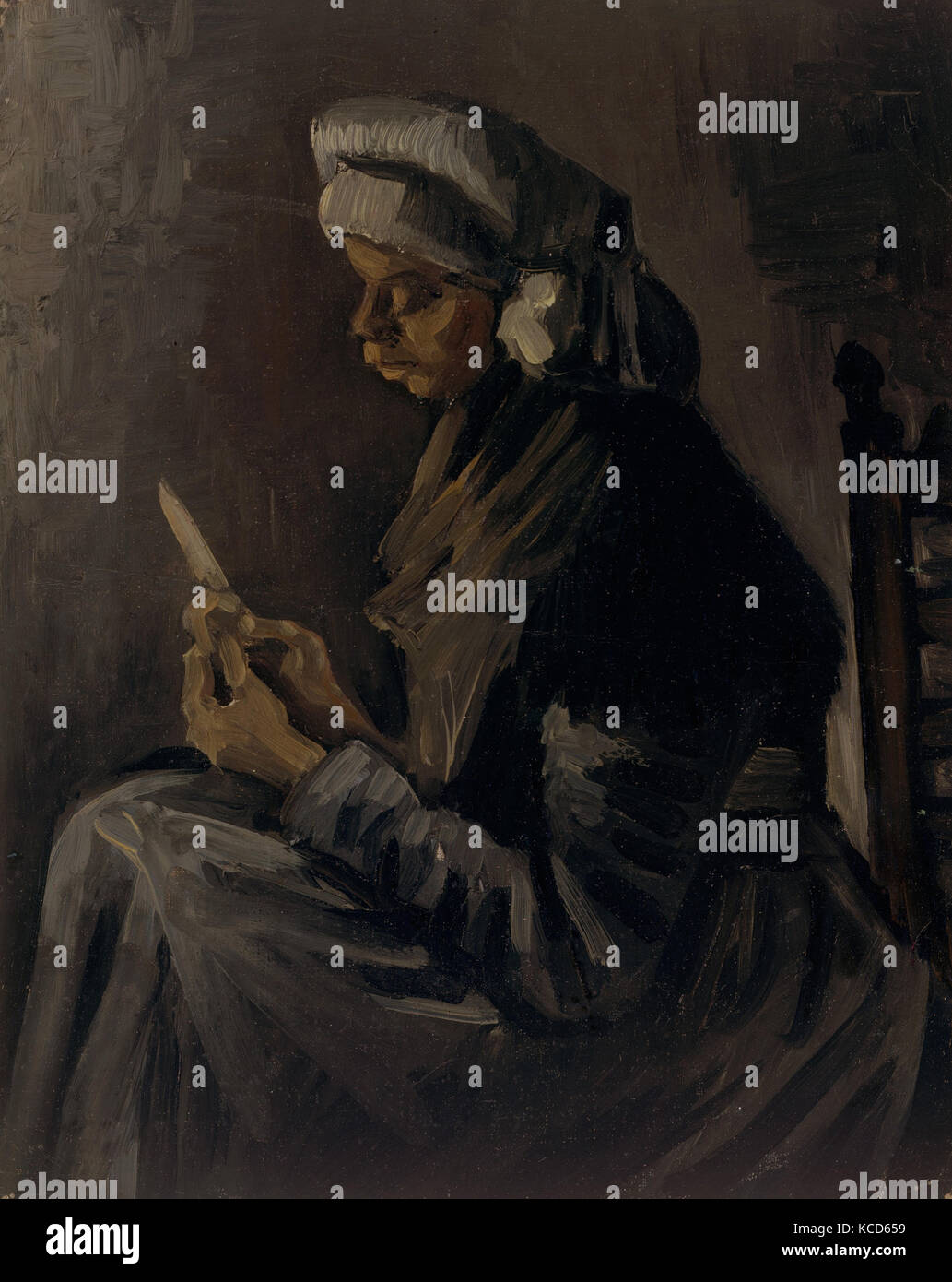 Der Sparschäler (reverse: Selbstbildnis mit Strohhut), Vincent van Gogh, 1885 Stockfoto