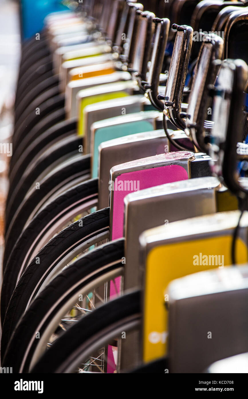 Citibike, Gemeinschafts-Fahrradträger in Manhattan, New York City Stockfoto