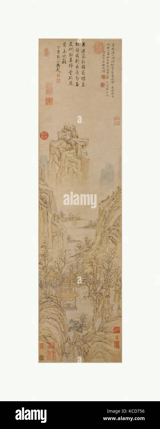 明 陸治 種菊圖 軸, Pflanzen Chrysanthemen, Lu Zhi, Mitte des 16. Jahrhunderts Stockfoto