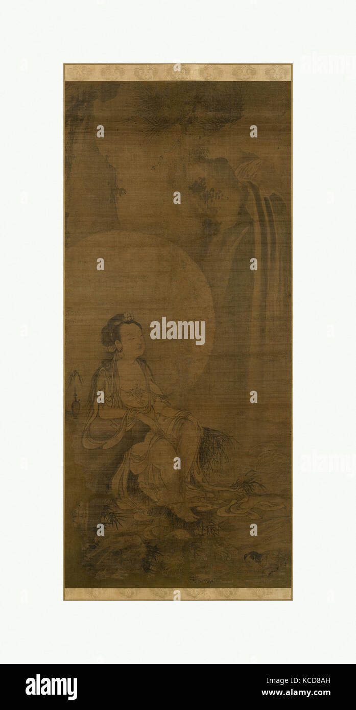 White-Robed 白衣観音図, Kannon, Nanbokuchō Zeitraum (1336-92), 14. Jahrhundert, Japan, Hängerolle, Tusche auf Seide, 44 3/5 x 20 3/8 in. (1 Stockfoto