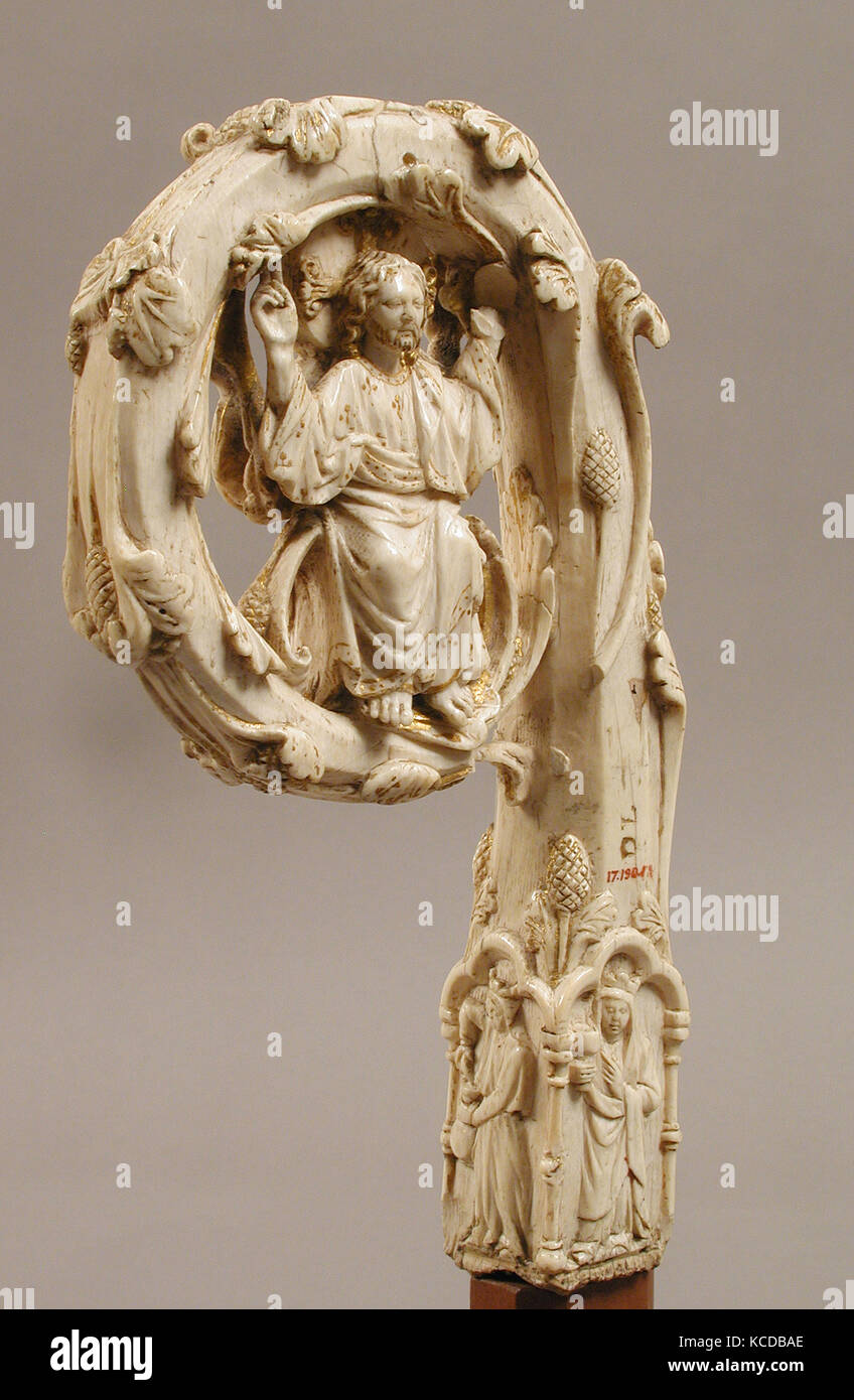 Crozier Kopf, Ca. 1350 - 75, in möglicherweise Lombardei, Italien, Italienische, Elfenbein, Vergoldung, Gesamt: 7 5/16 x 4 1/16 x 1 1/4 in. (18.6 Stockfoto