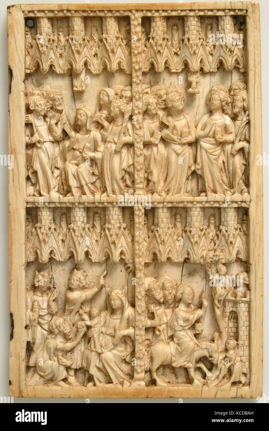 Rechten Blatt eines Diptychons, 14. Jahrhundert, Französisch, Elfenbein, Gesamt: 6 11/16 x 4 5/16 x 3/8 in. (17 x 11 x 1 cm), Elfenbein Stockfoto