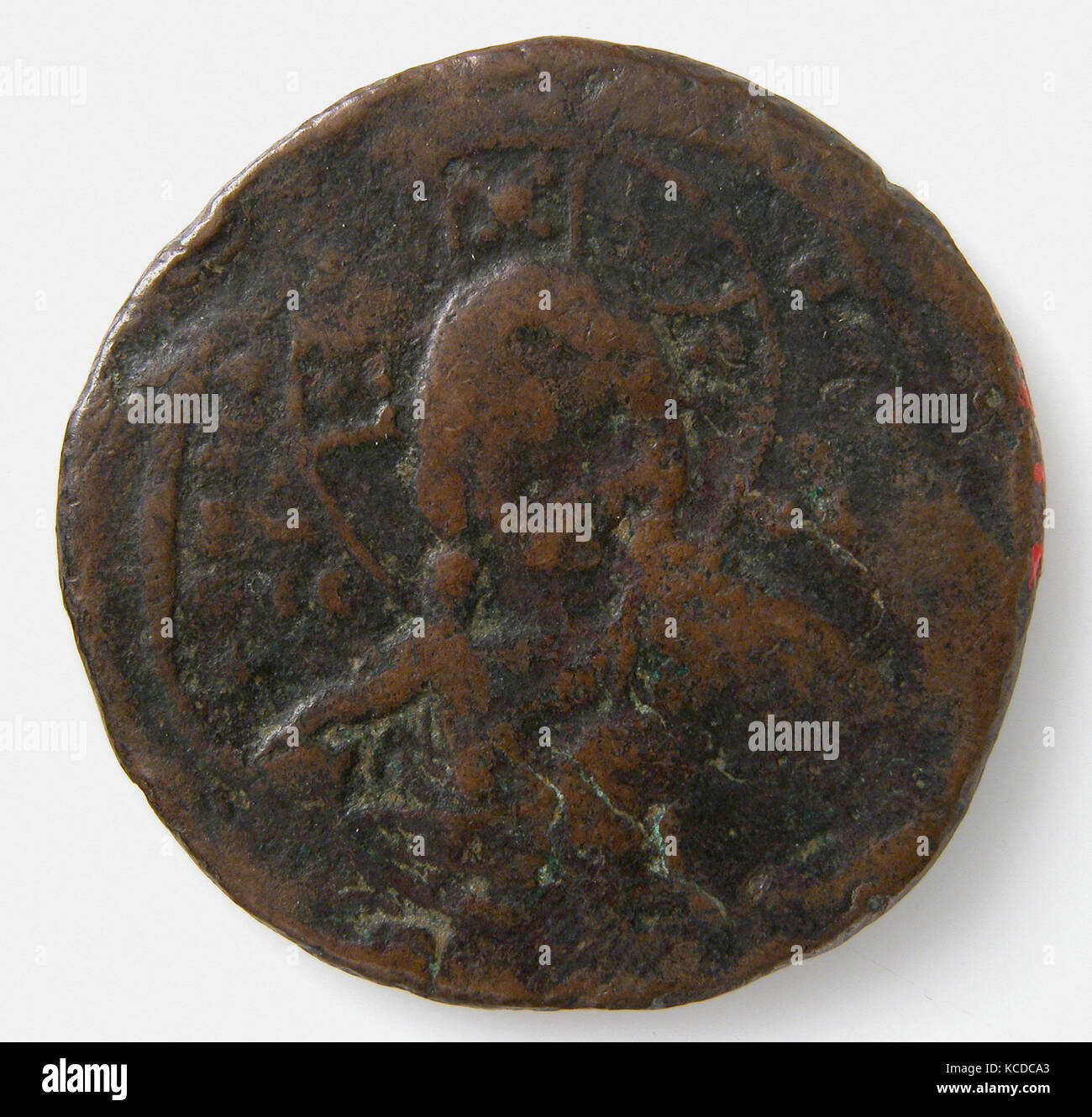 Münze, Ca. 976 - 1034, byzantinischen, Kupferlegierung (Bronze), Gesamt: 1 5/16 x 1/16 in. (3,3 x 0,2 cm), Münzen Stockfoto