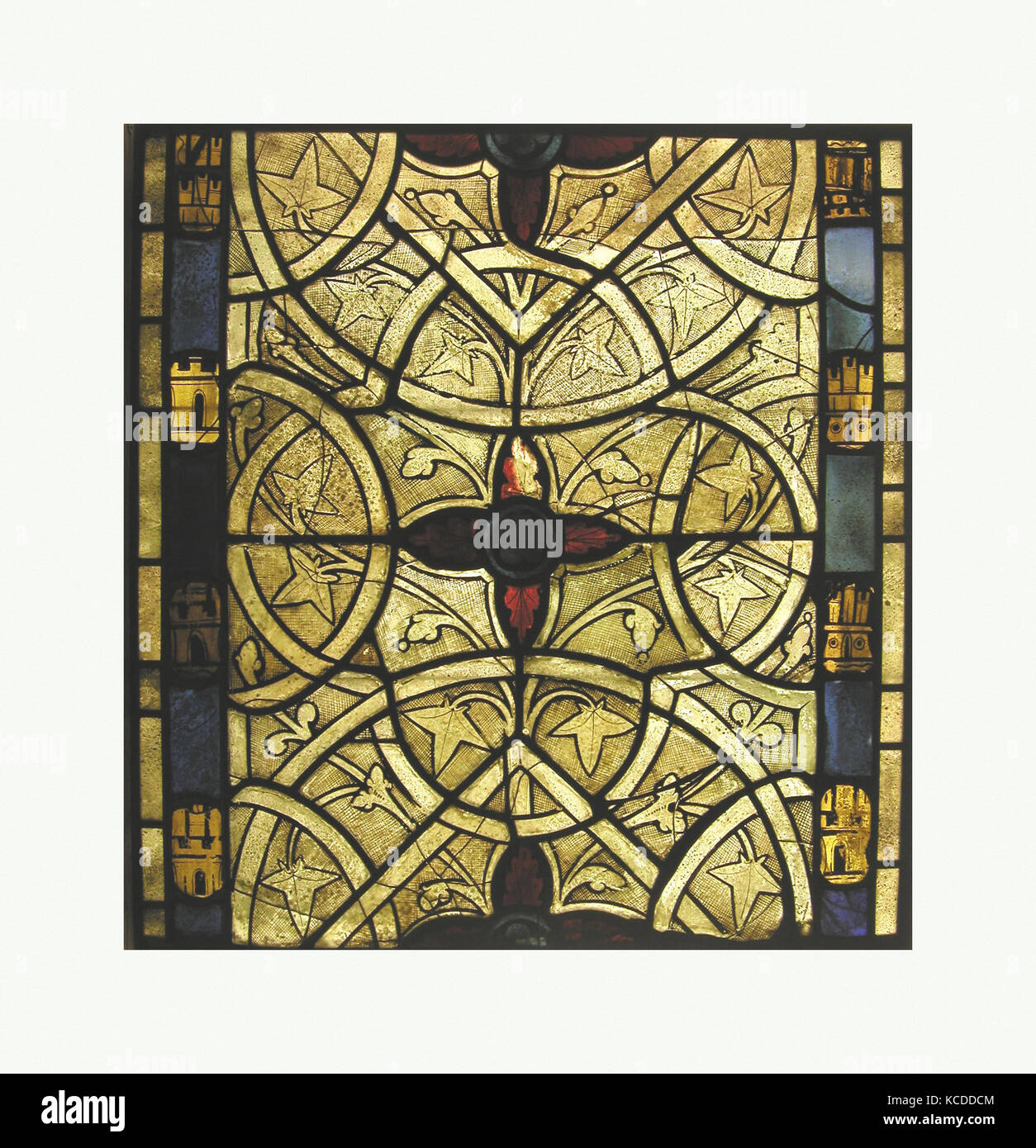 Grisaille Panel, Ca. 1265 in Rouen, Normandie, Frankreich, Französisch, weißes Glas, Topf aus Glas, Metall, Lack, Gesamt: 2 Stockfoto