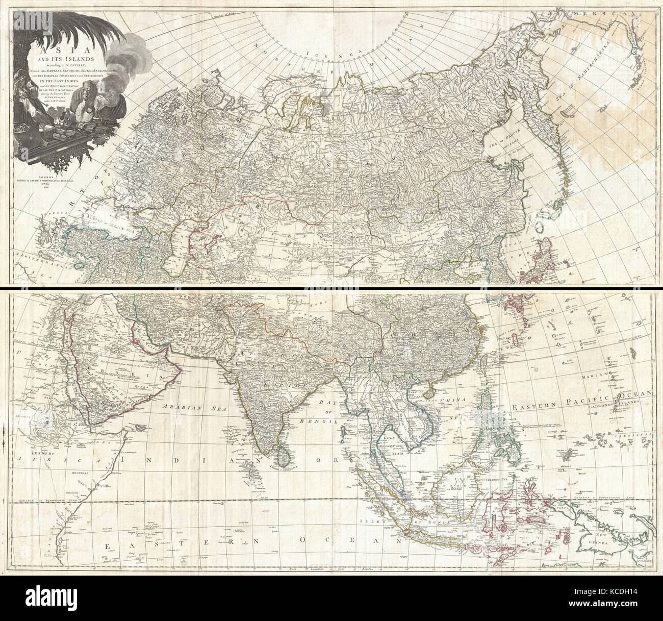 1784, D'Anville Landkarte von Asien Stockfoto