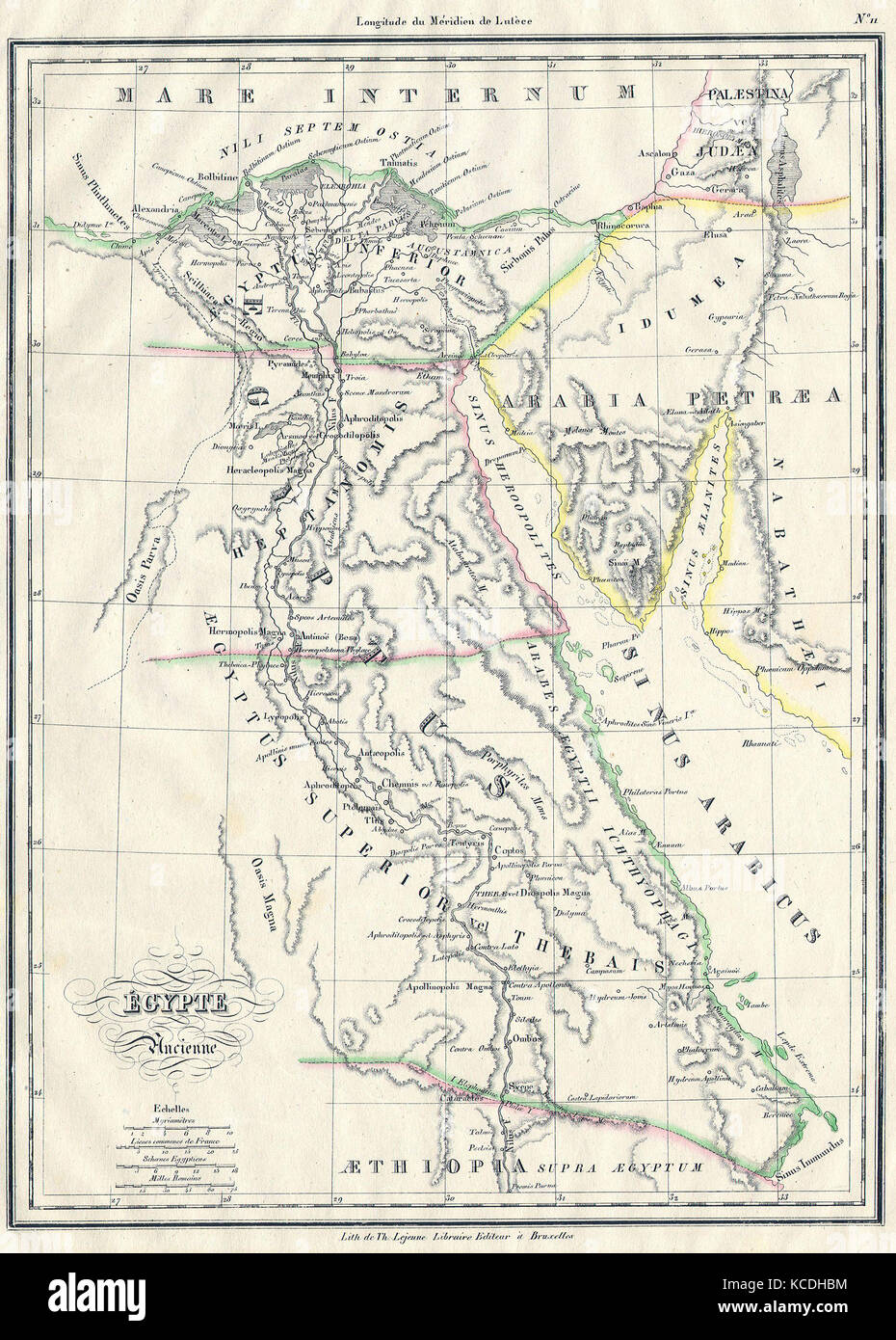 1837 Malte-Brun Karte des alten Ägypten, Nubien, Äthiopien, Sudan und Abessinien Stockfoto