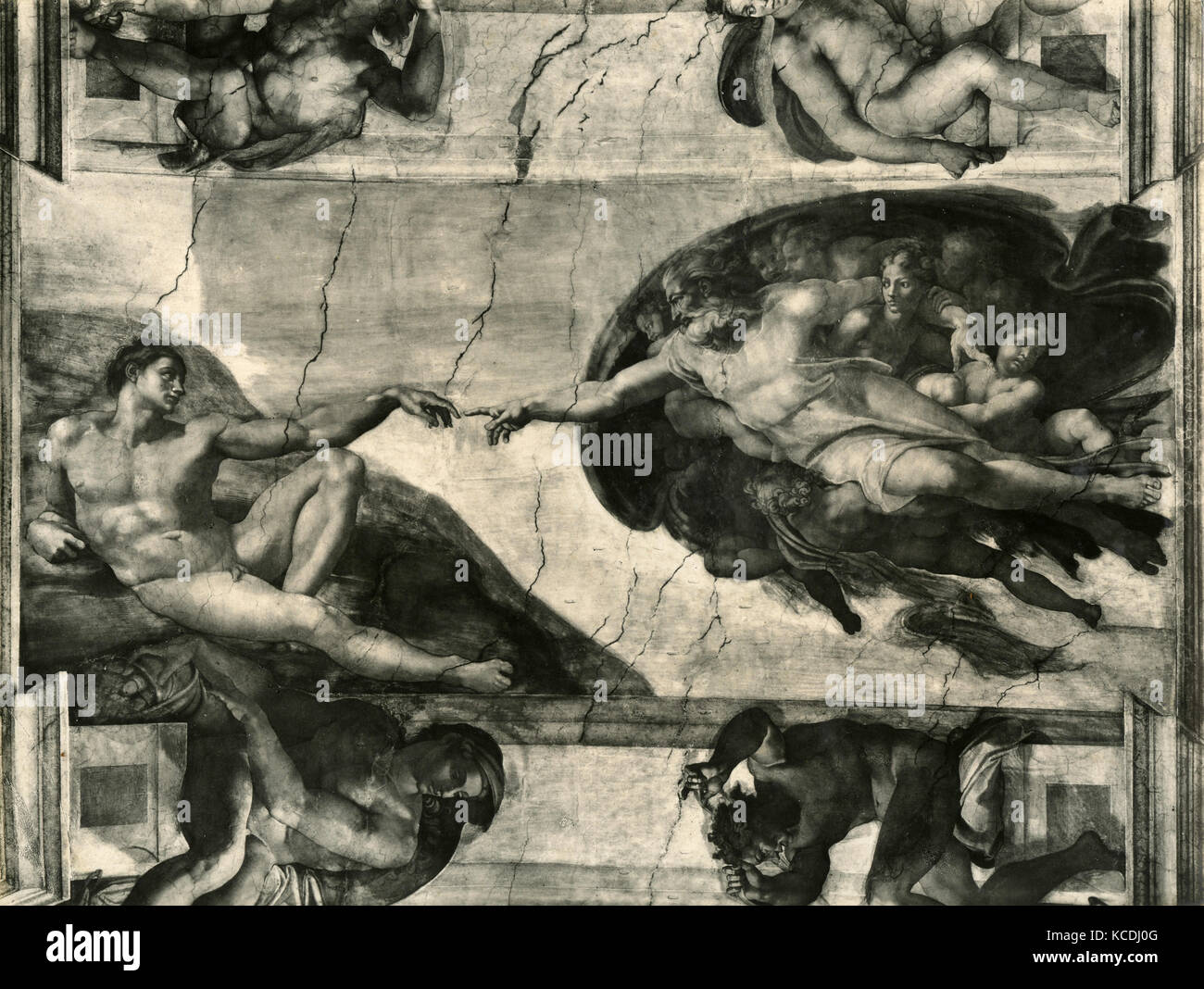 Die Erschaffung des Menschen, Fresko von Michelangelo, Sixtinische Kapelle Stockfoto