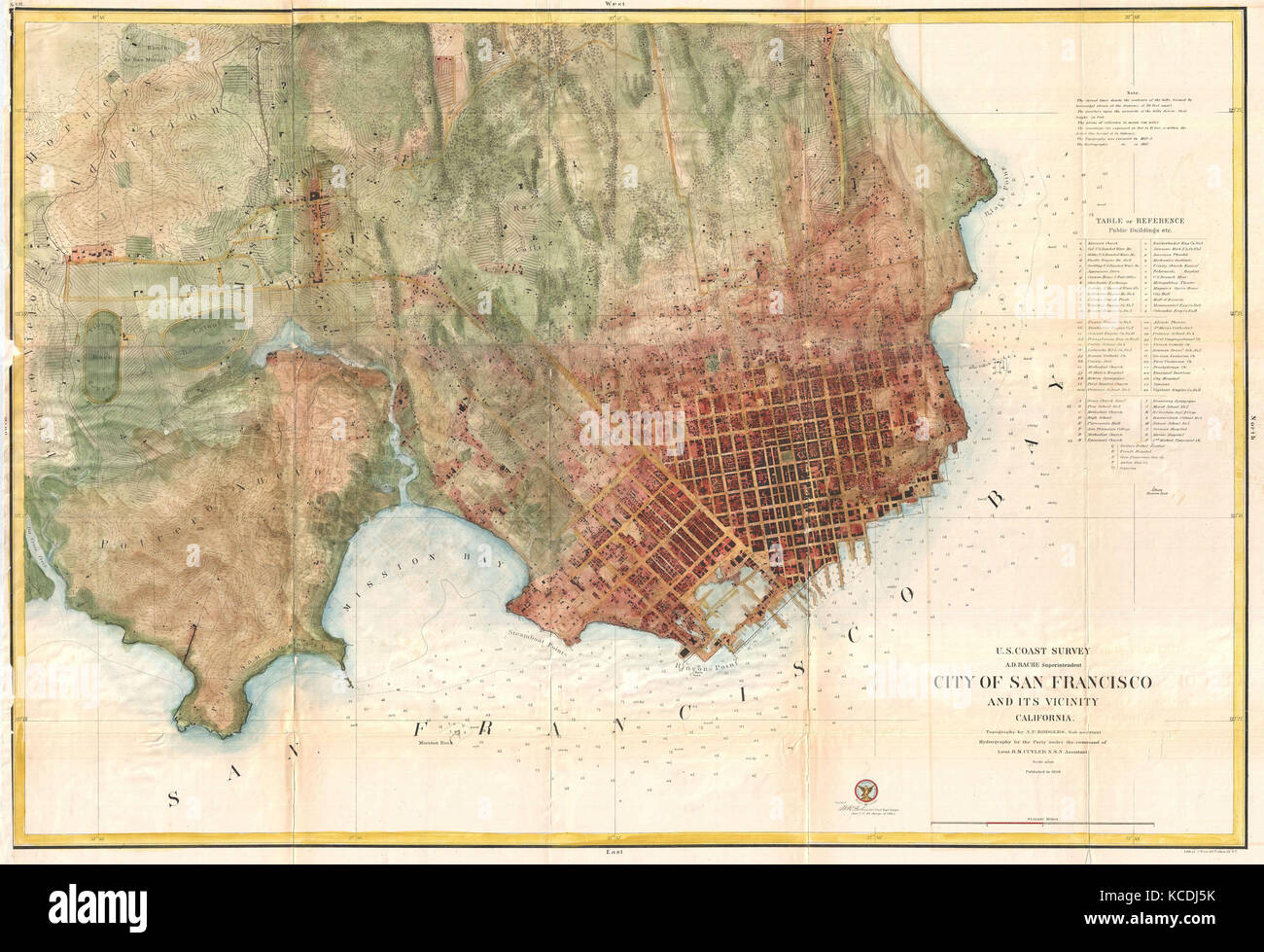 1858, U.S. Coast Survey Chart oder Karte von San Francisco, Califorina Stockfoto