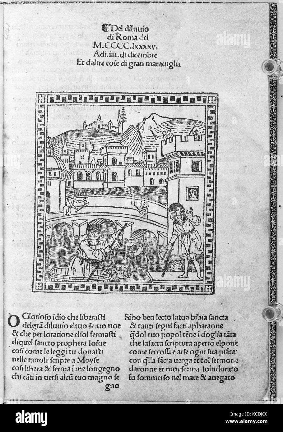 Del Diluvio di Roma, 1495, Holzschnitt, Gesamt: 8 3/16 x 5 9/16 x 1/4 in. (20,8 x 14,2 x 0,6 cm), Bücher Stockfoto