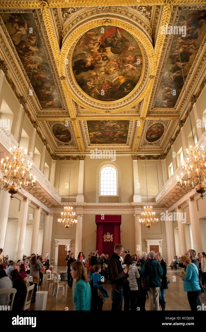 Festsaal im Bankett- haus im Palast von Whitehall, London Stockfoto