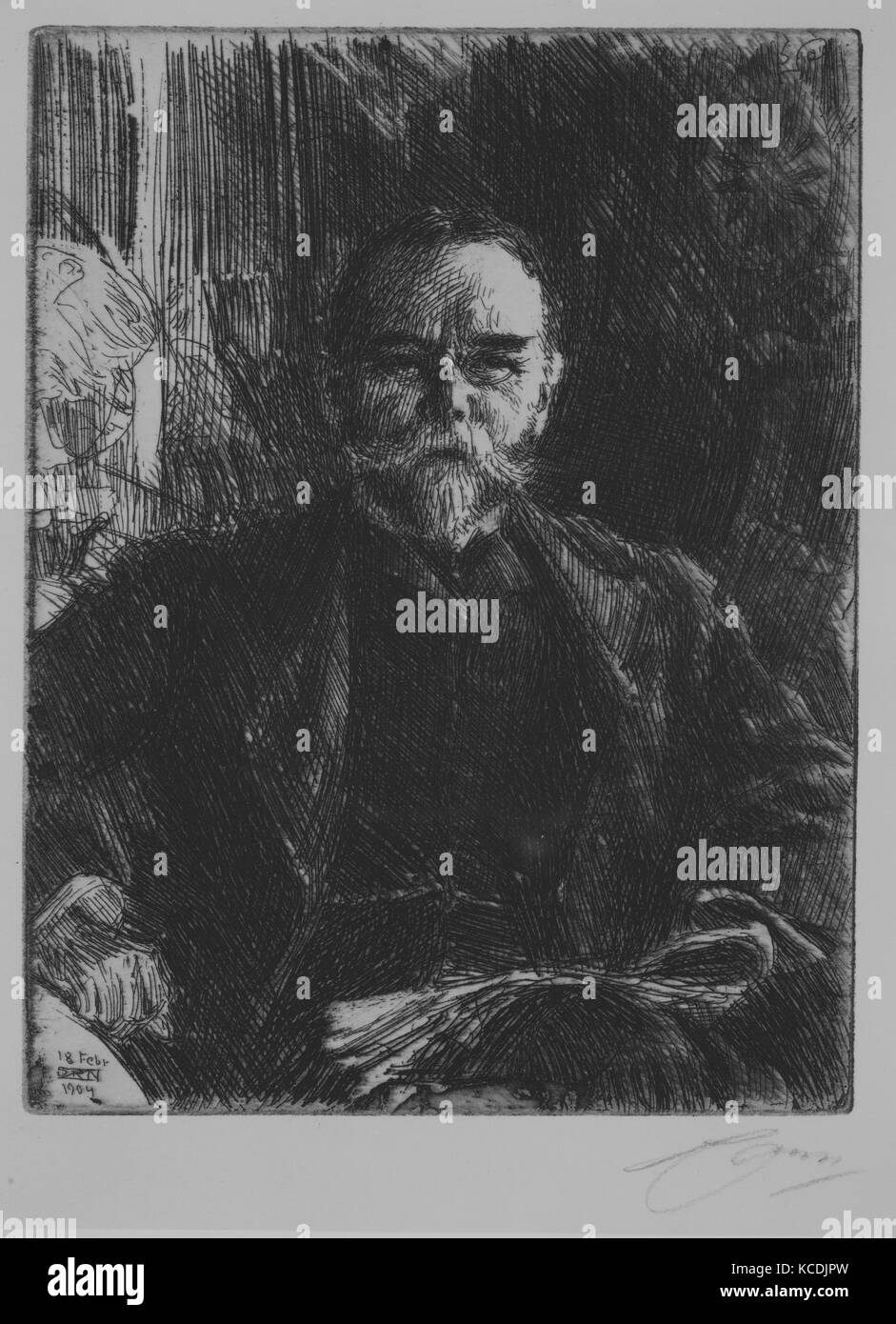 John Hay, 1904, Radierung; 2. der Zustand der drei, Platte: 7 15/16 x 5 15/16 in. (20,2 x 15,1 cm), Drucke, Anders Zorn (Schwedische Stockfoto