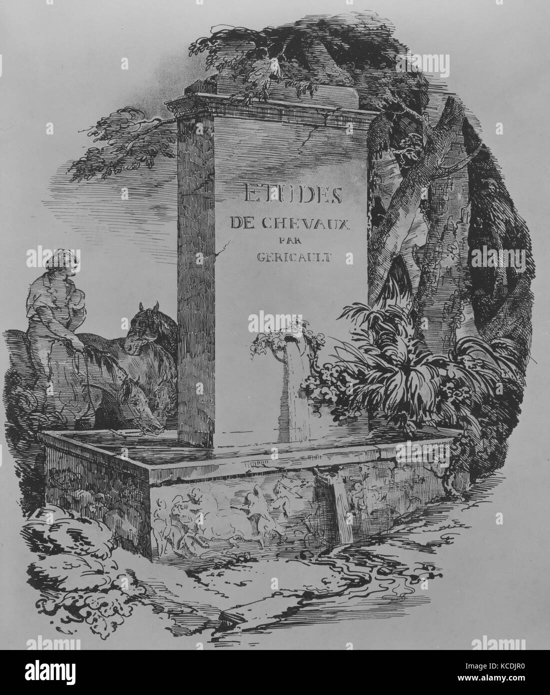 Bewässerung Trog, Titelblatt von "Studien von Pferden" (Etudes de Chevaux), Theodore Gericault, 1822 Stockfoto