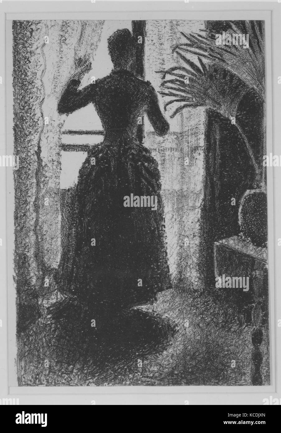 Frau am Fenster: Konzeption für die Malerei, 'SUNDAY', Paul Signac, 1887 oder 1888 Stockfoto