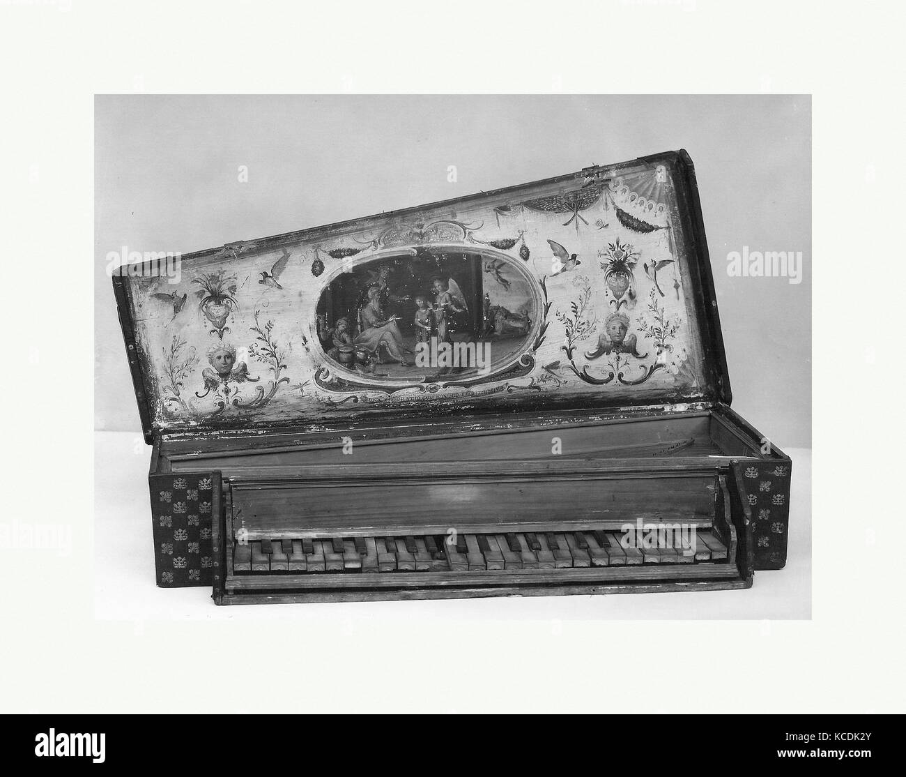 Dreieckige Oktave Spinett, 1625, Florenz, Italien, Italienisch, Holz, verschiedenen Materialien, inneren Instrument: Länge parallel zur Tastatur Stockfoto