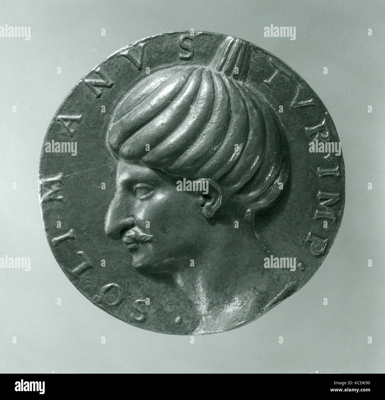 Medaille: Sultan Süleyman ICH, Ca. 1525, Norditalien, Bronze (rötlich Kupferlegierung mit, Diam. 12,8 cm, Wt. 554.77 g., Medaillen Stockfoto