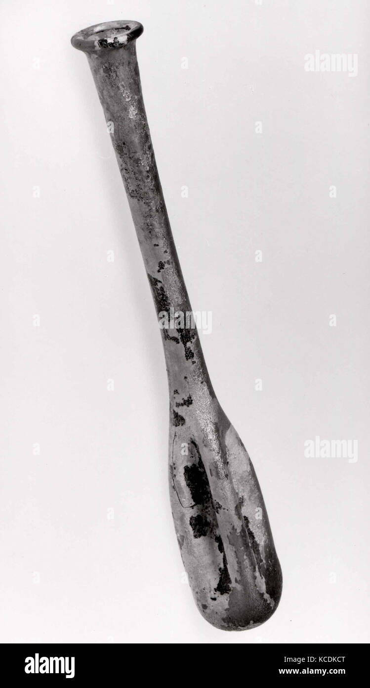 Flasche, Ende 1.-3. Jahrhundert, Roman, fast farblose Glas mit einem gelblich-grünen Farbton. Geblasen, der Körper nachgerüstet, die Rim Stockfoto