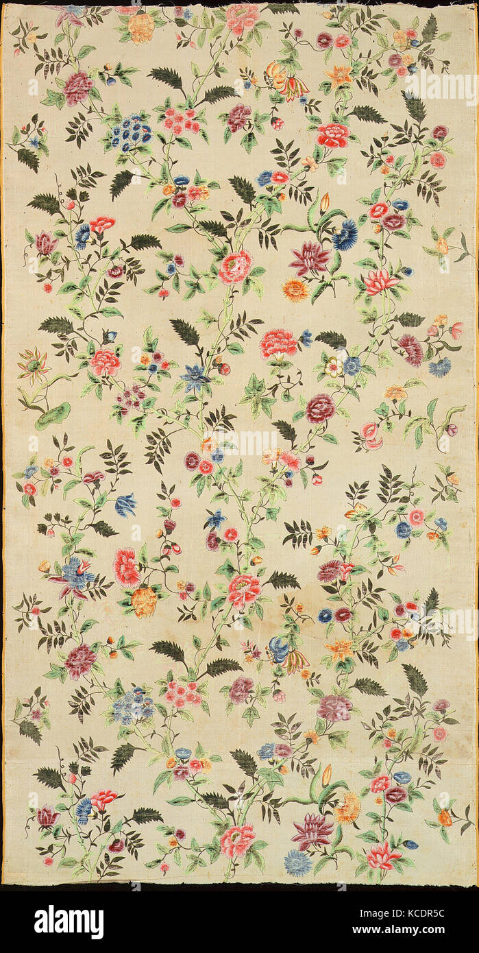 Stück, 1750-60, Chinesisch für Export, Seide, L.52X W. 29 1/2 Zoll, Textiles-Painted Stockfoto