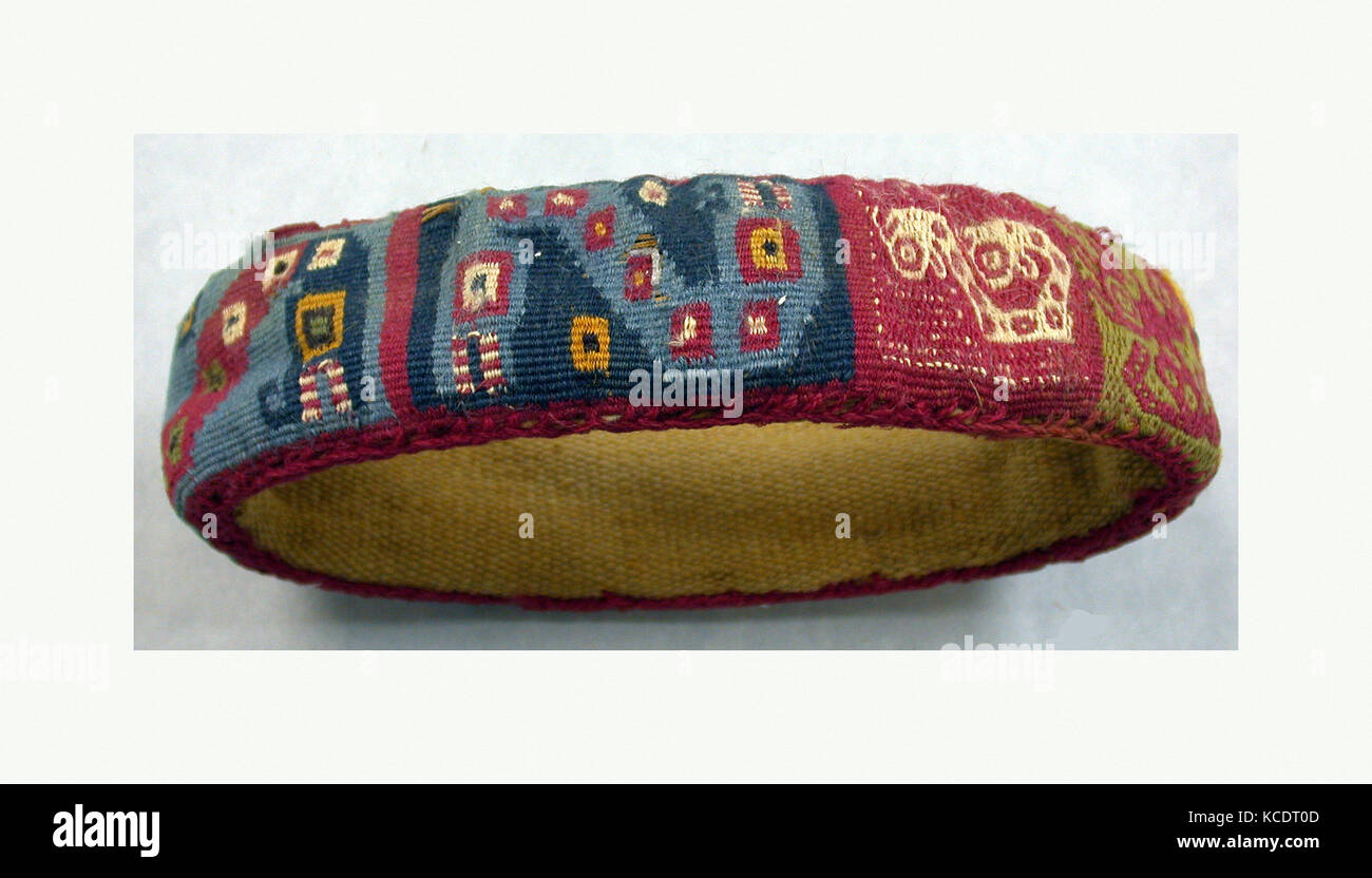 Kopfbügel, 7. - 10. Jahrhundert, Peru, Wari, Baumwolle, Camelid Haar, Höhe 2-1/4-in.-, Textiles-Woven Stockfoto