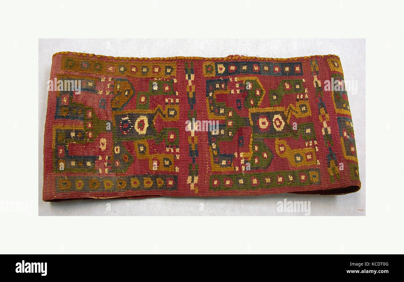 Kopfbügel, 7. - 10. Jahrhundert, Peru, Wari, Baumwolle, Camelid Haar, Höhe 4-3/8-in., Textiles-Woven Stockfoto