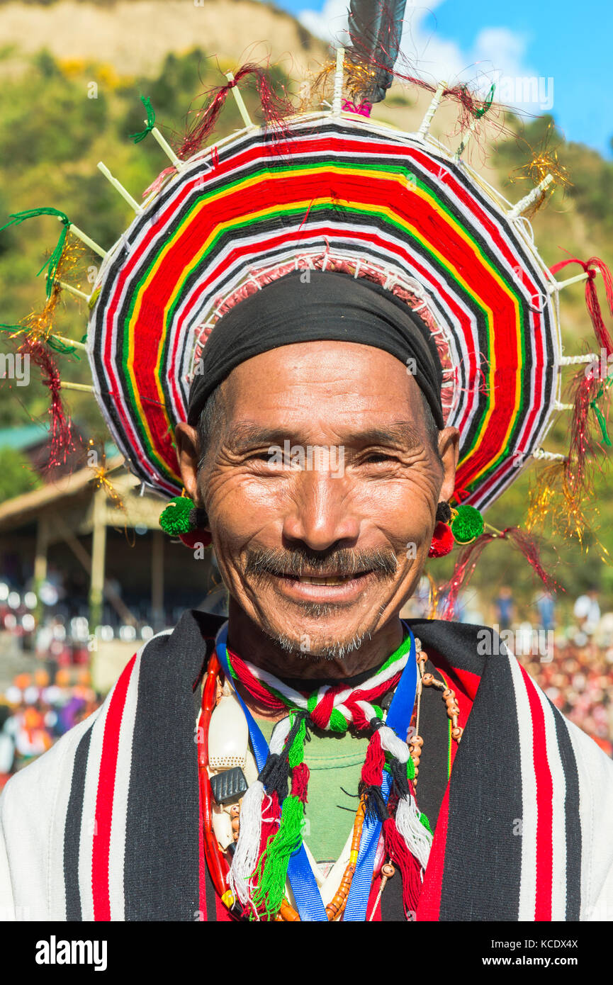 Stämme Männer in der Hornbill Festival, Kohima, Nagaland, India Stockfoto