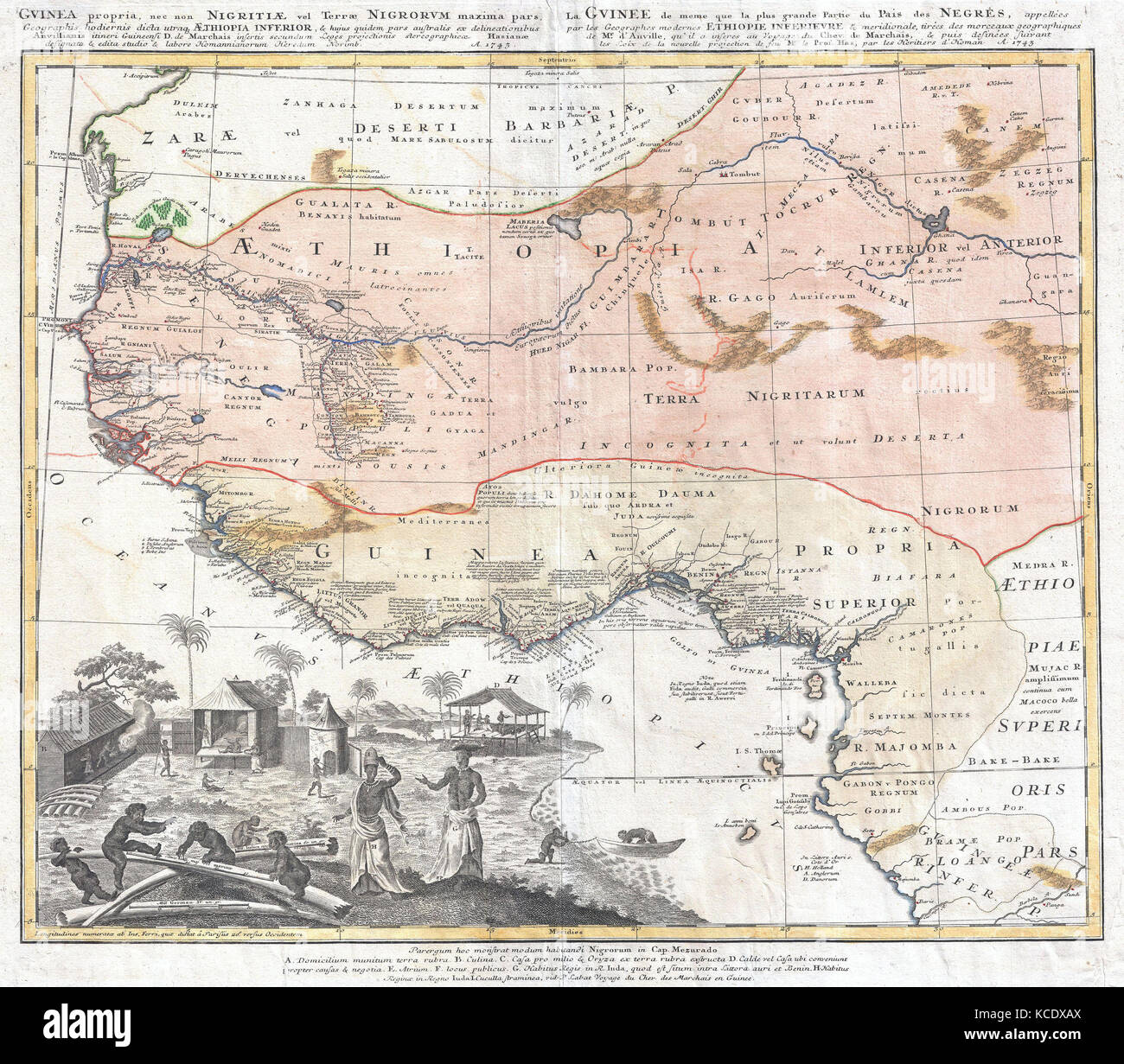 1743, Homann Erben Karte von West Afrika oder Guinea Stockfoto