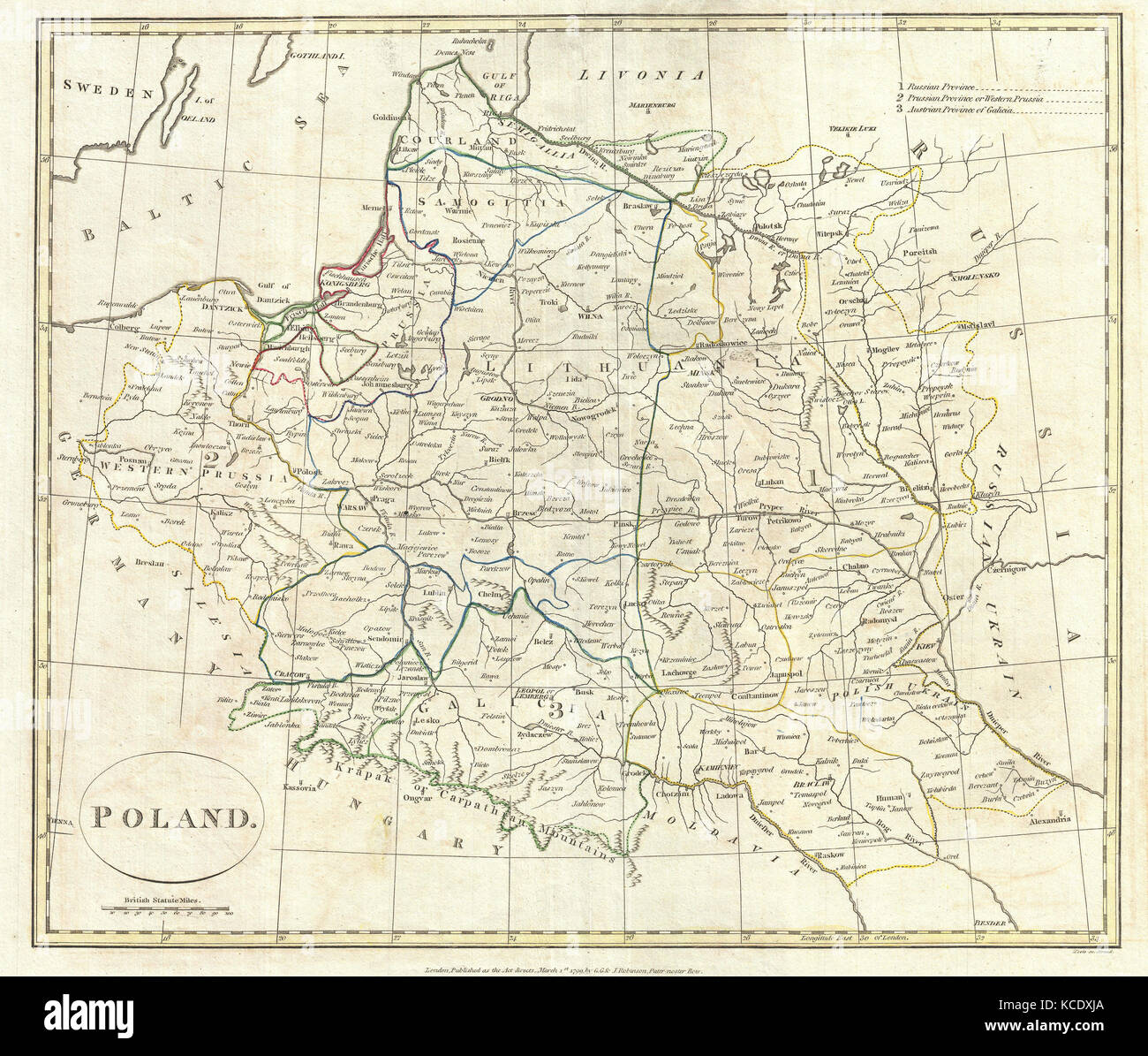 1799 Clement Cruttwell Karte von Polen und Litauen Stockfoto