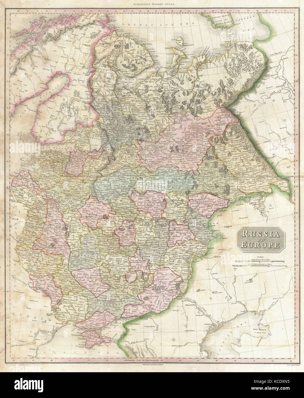 1818, Pinkerton Karte von Russland in Europa, John Pinkerton, 1758