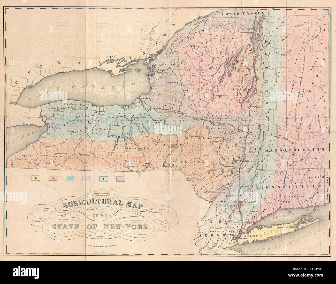 1846, Emmons landwirtschaftlichen Karte von New York State Stockfoto