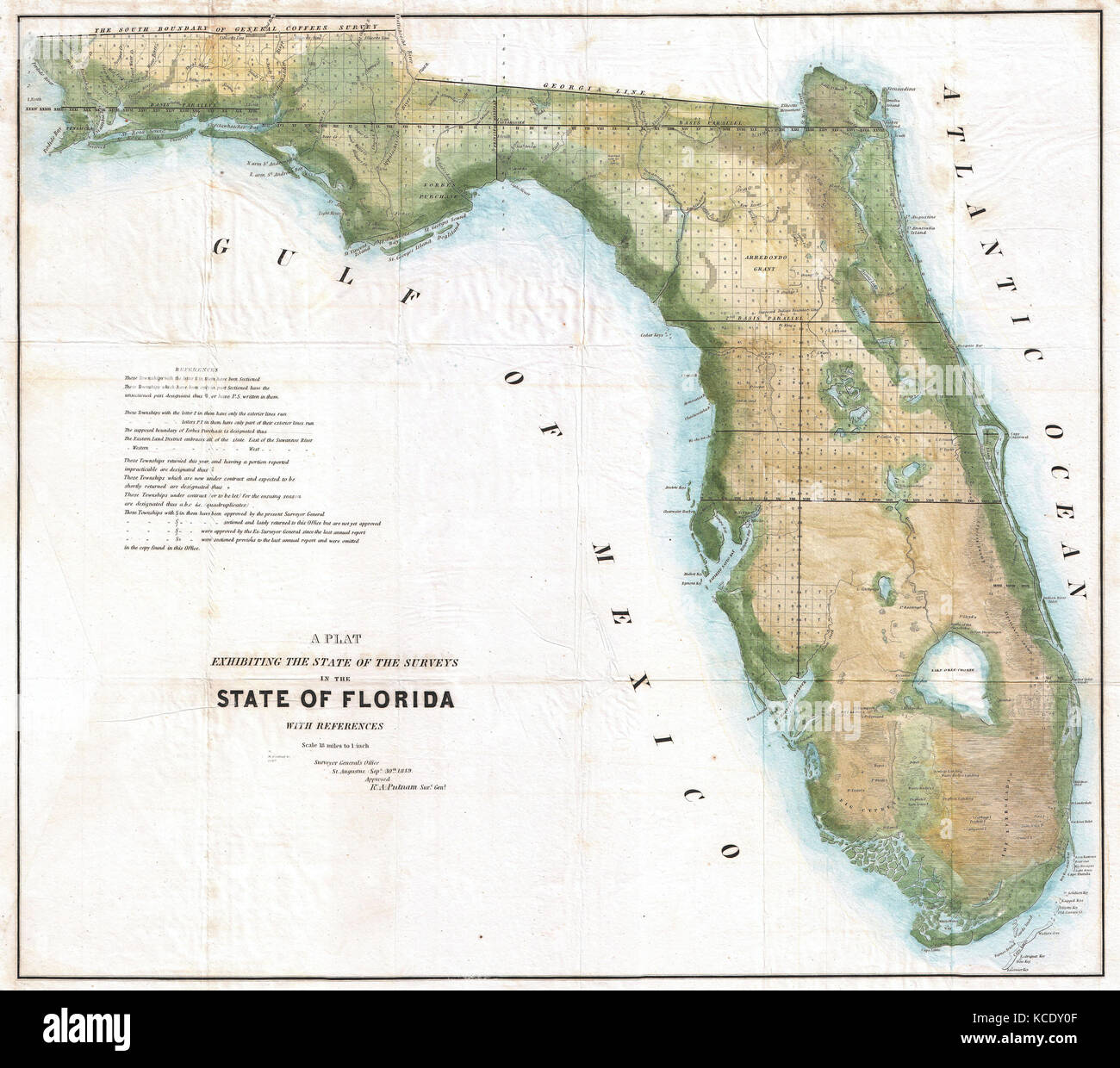 1848, Landvermessung Karte von Florida Stockfoto