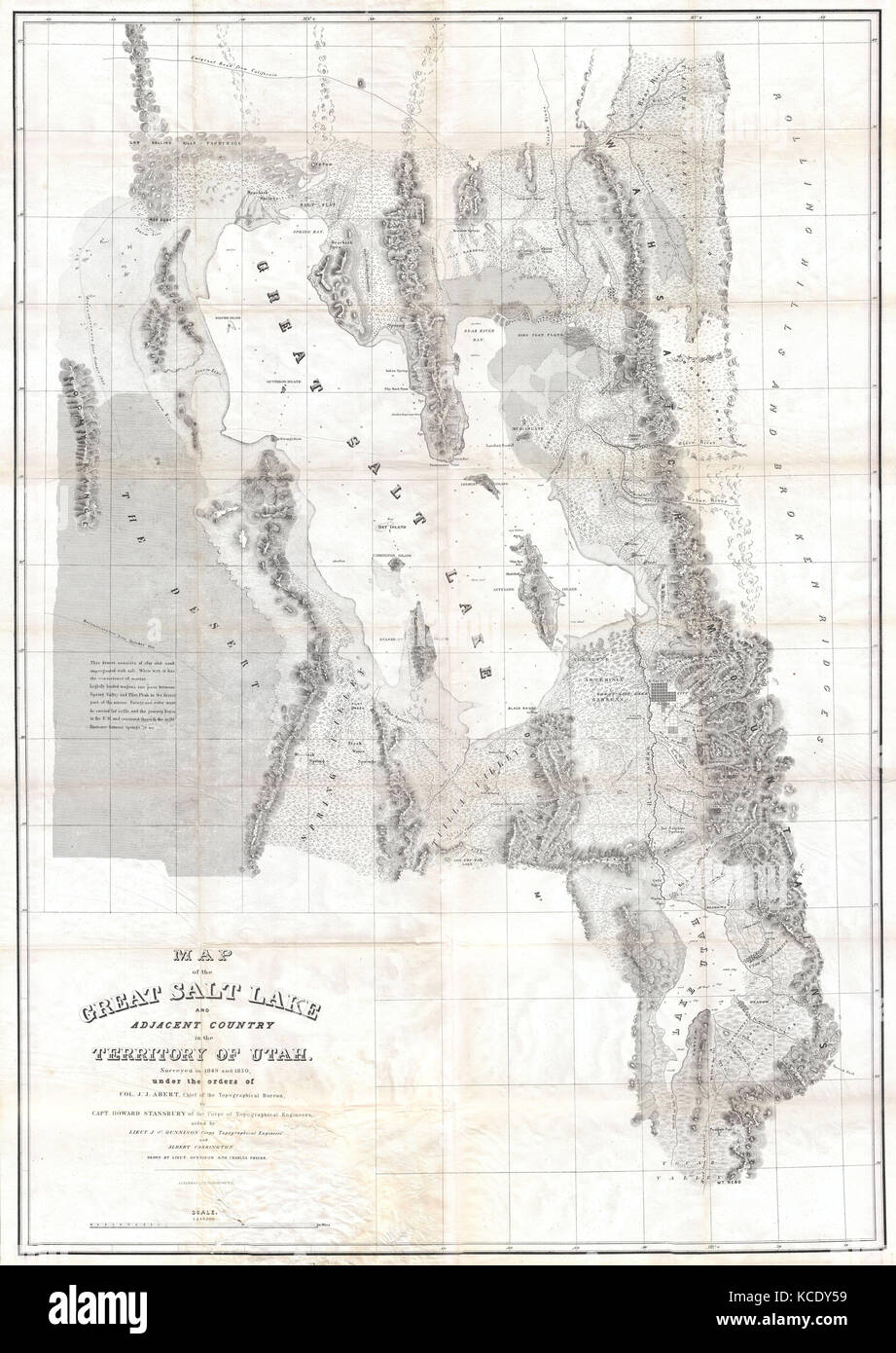 1852, Stansbury Karte von Utah und der Great Salt Lake Stockfotografie