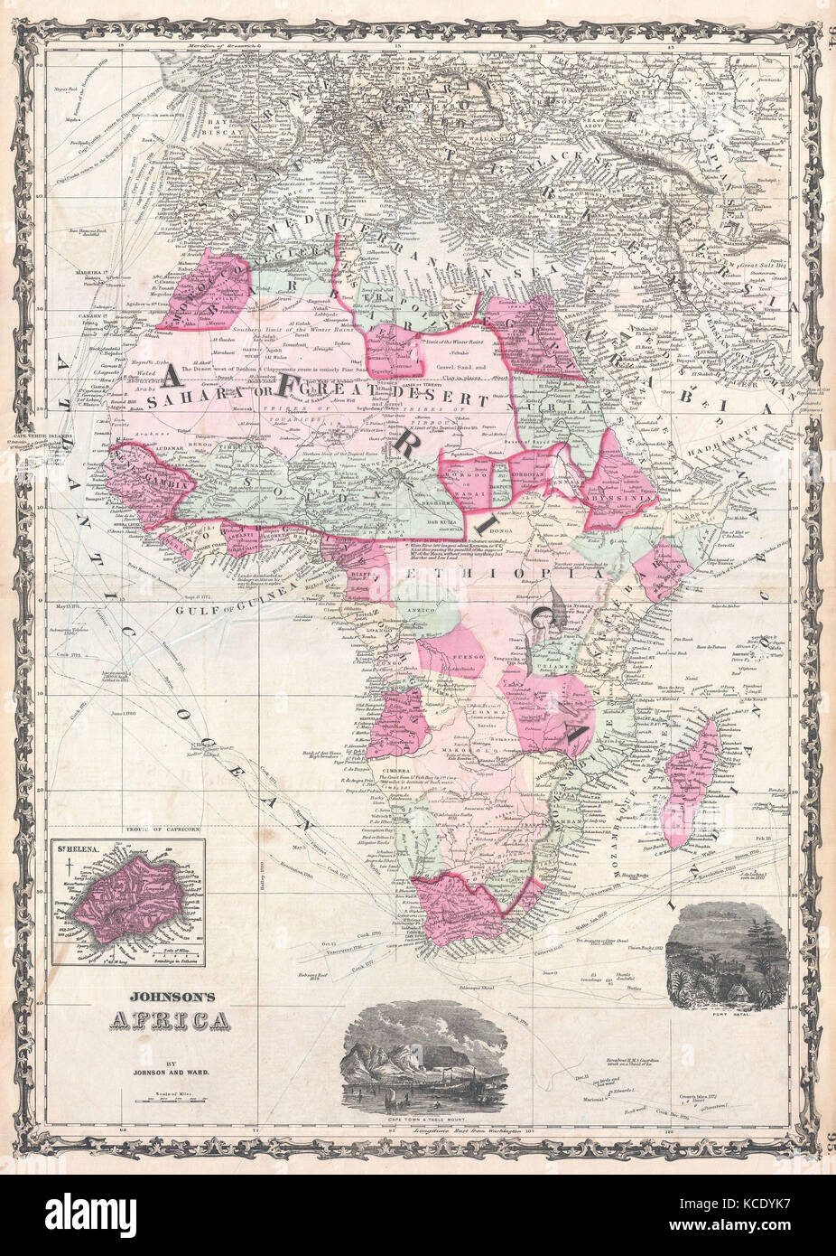 1862, Johnson, Karte von Afrika Stockfoto