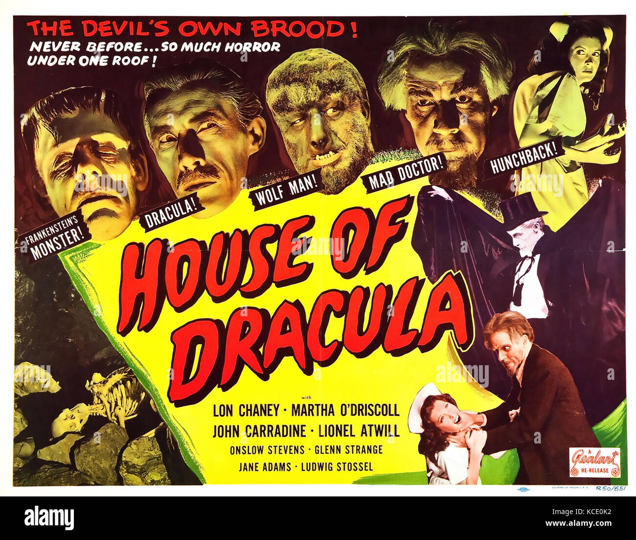 House OF DRACULA 1945 Universal Pictures Horrorfilm mit Oin Chaney Jnr Stockfoto