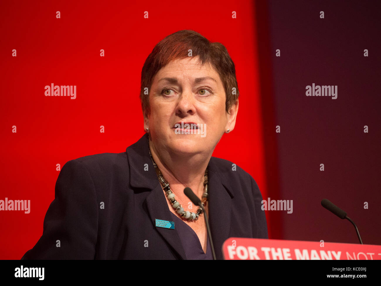 Mary Bousted, Union Generalsekretär der Lehrer, der Verband der Lehrer und Dozenten, die an der Konferenz der Labour Party in Brighton 2017 Stockfoto