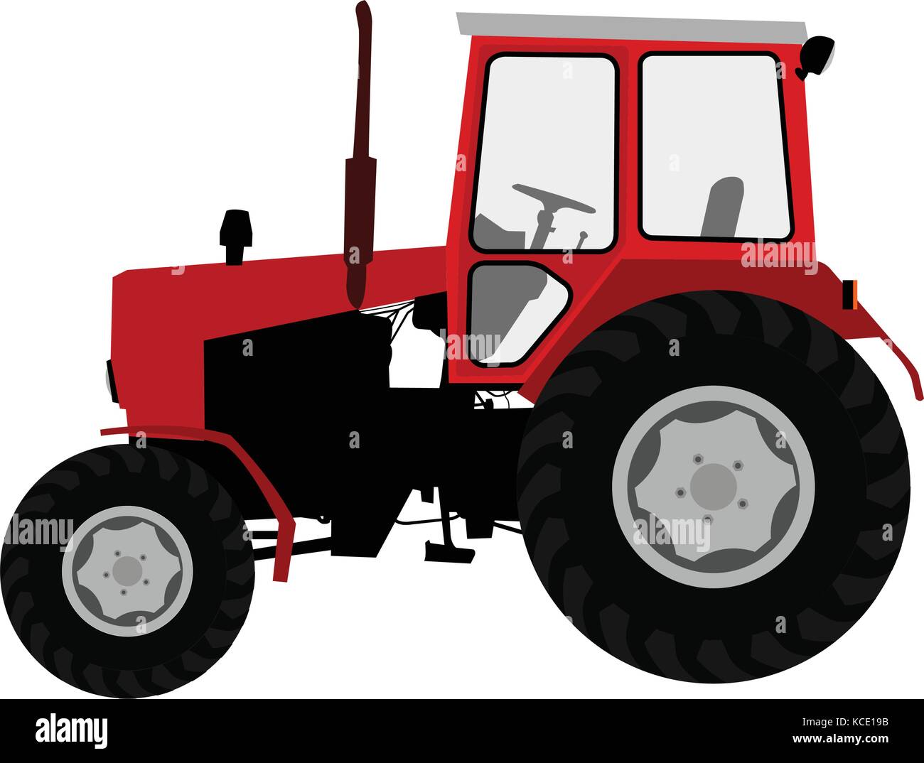 Bei landwirtschaftlichen Traktoren, landwirtschaftliche Fahrzeug-Vektor Stock Vektor