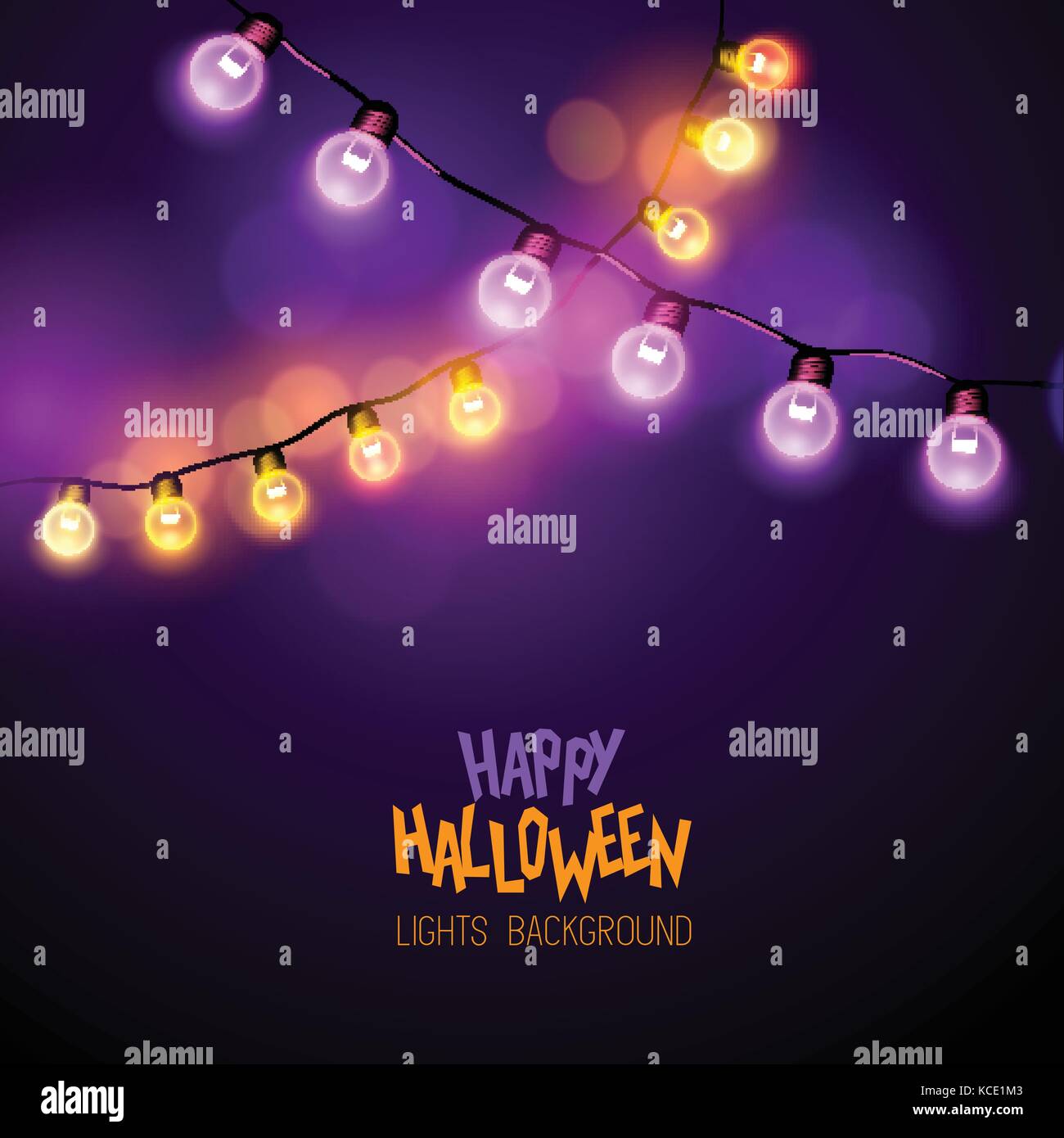 Glühend Halloween Dekoration Lichterkette. Vector Illustration. Stock Vektor