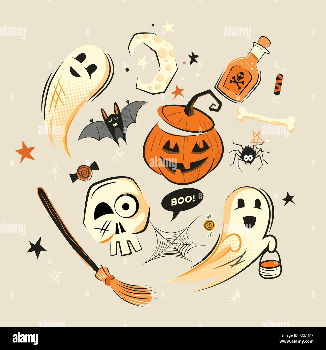 Halloween Design vector Dekorationen und Figuren. Stock Vektor