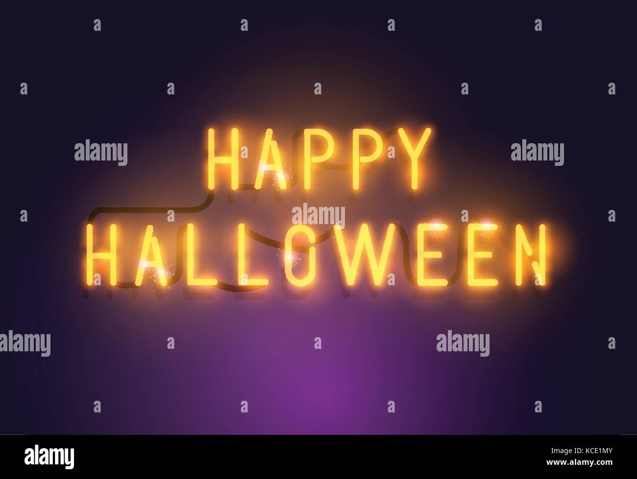 Leuchtende neon happy halloween Zeichen saisonale Dekoration. Vector Illustration. Stock Vektor